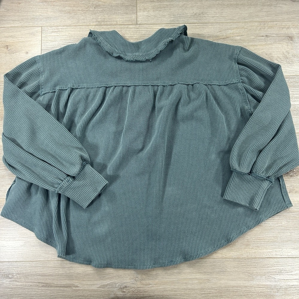 We The Free Teal Long Sleeve Waffle-Knit Top - Picture 8 of 14